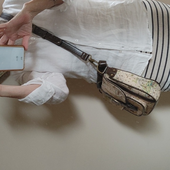 VTG Front Row Society Canvas Leather Handbag Designed By Rebekah Ginda - Picture 4 of 13